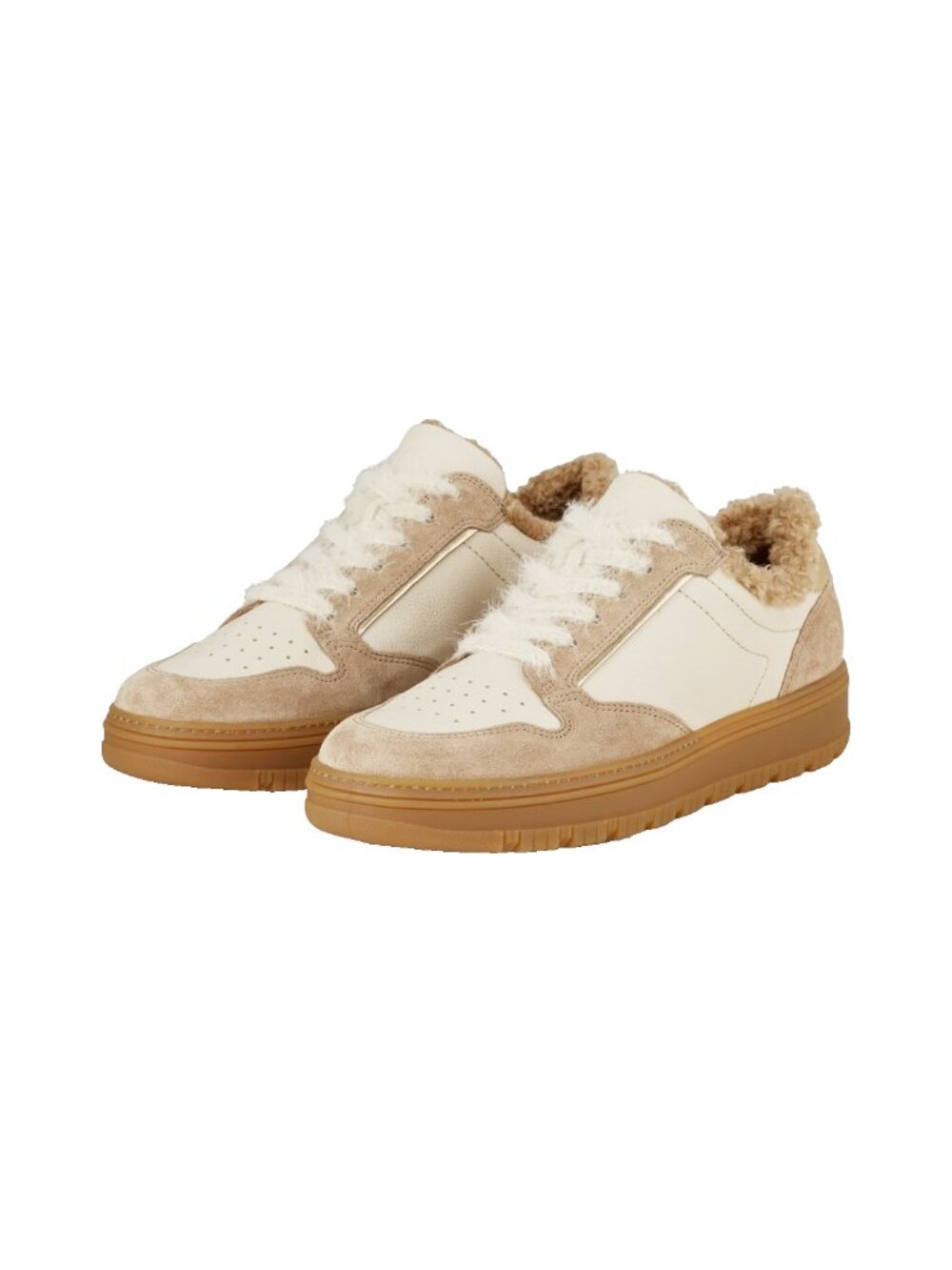 $500 PAUL GREEN Weller Sneaker FUR LINED LEATHER BEIGE TAN 6.5 US (TF17)